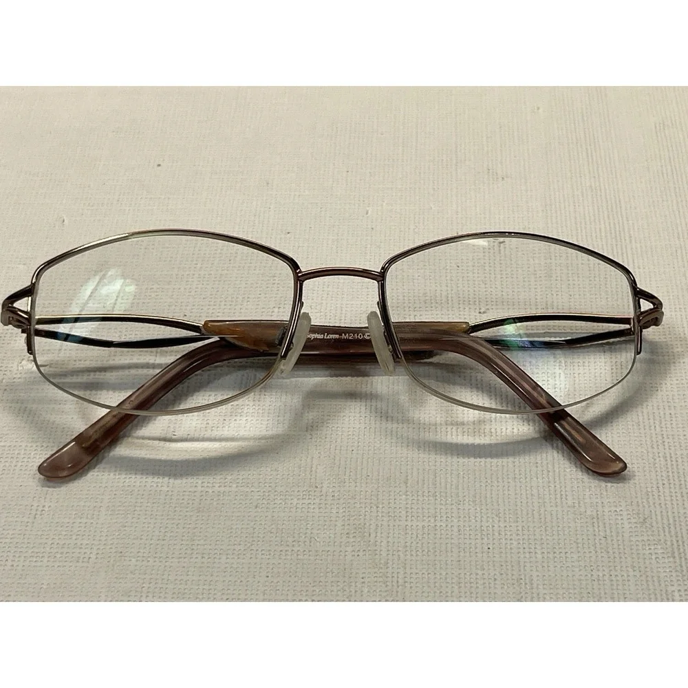 Sophia‎ Loren M210 Eyeglasses Brown Metal Rectangular 118 Frames Only Glasses
